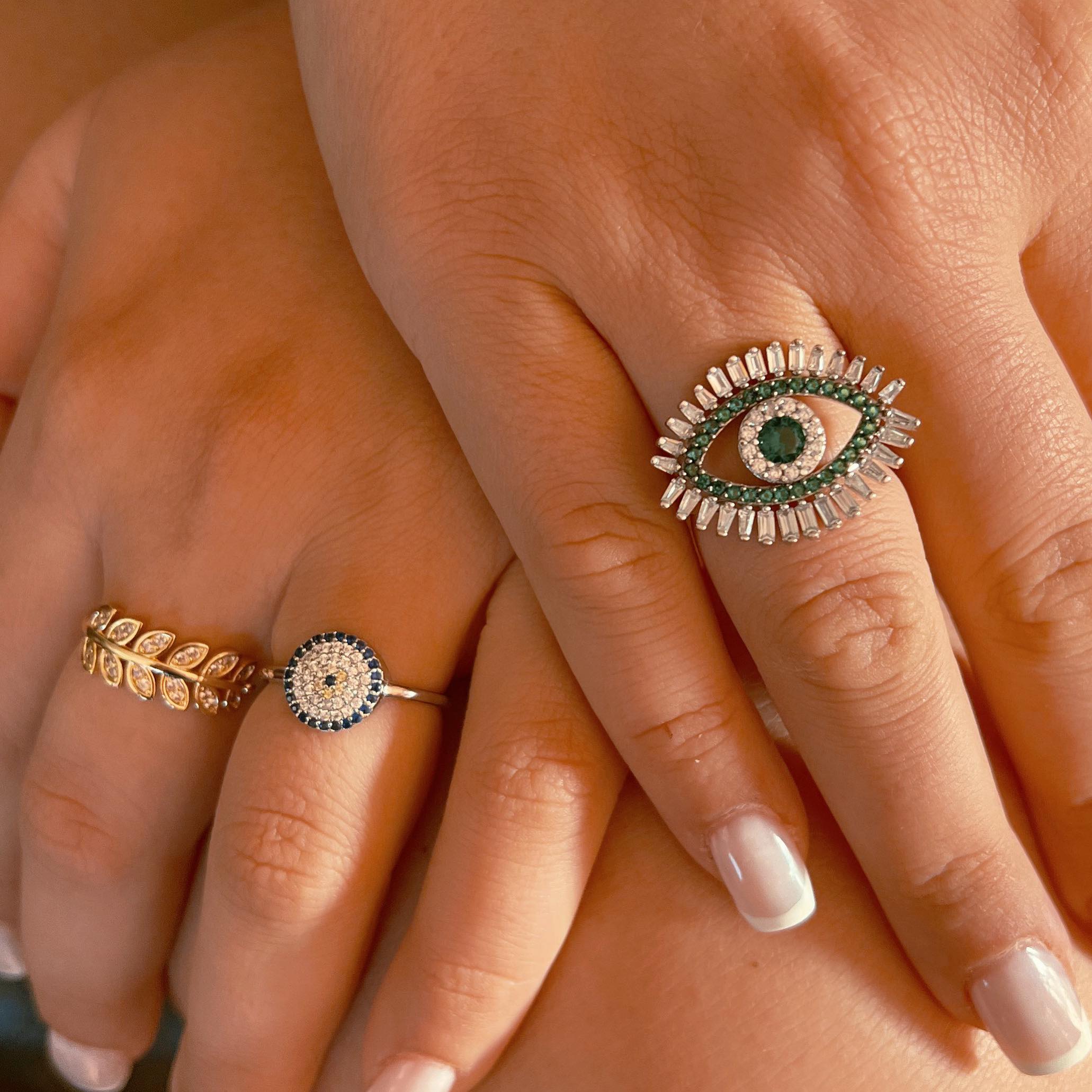 Sterling Silver Small Eye Lashes Ring, Silver Ring, Eye Ring