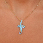 Meli Blue & Gold Cross Necklace