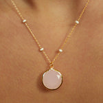 Rose Quartz 22K Gold Necklace