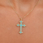 Anne Turquoise & Gold Cross Necklace