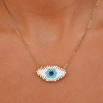 Ana White & Blue Evil Eye Necklace