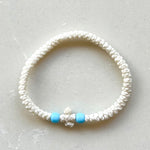 Komboskini Greek Orthodox Prayer Rope Bracelet - White With Baby Blue Bead