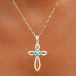 Sasha Turquoise Enamel Gold Cross Necklace