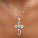 Sasha Turquoise Enamel Silver Cross Necklace