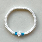 Komboskini Greek Orthodox Prayer Rope Bracelet - White With Blue