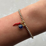 Chilli & Evil Eye Dark Blue Gold Elastic Bracelets