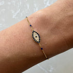Thelma Blue Enamel Chain Bracelet Gold