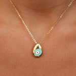 Evelyn Light Blue Gold Evil Eye Necklace