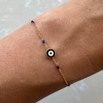 Anna Blue Enamel Chain Bracelet Gold
