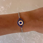 Valentina Blue Silver Evil Eye Chain Bracelet