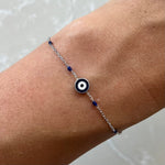 Anna Blue Enamel Chain Bracelet Silver