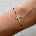 Angeliki Blue Enamel Chain Bracelet Gold