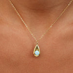 Tear Drop Light Blue Gold Evil Eye Necklace
