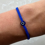 Evil Eye Cord Bracelet Dark Blue With Dark Blue Eye