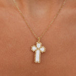 Nancy White & Gold Cross Necklace