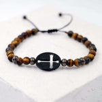 Tigers Eye Cross Adjustable Bracelet