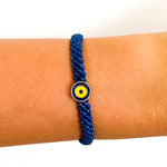 Teli Sterling Silver Eye Cord Bracelet Blue