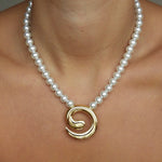 Large Spiral White Necklace