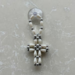Pearl & Silver Beaded Cross Car Charm