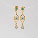 Gold Blue Evil Eye Earrings