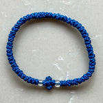 Komboskini Greek Orthodox Prayer Rope Bracelet - Cobalt Blue With Clear Bead