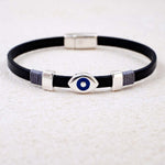 Achilles Eye Black Leather Bracelet