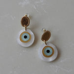 White Evil Eye Drop Earrings