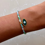 Aegean Blue Evil Eye Beaded Chain Bracelet