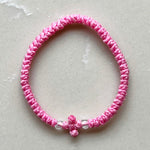 Komboskini Greek Orthodox Prayer Rope Bracelet - Baby Pink With Clear Bead