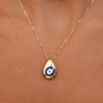 Evelyn Dark Blue Gold Evil Eye Necklace