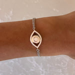 Valentina White Silver Evil Eye Chain Bracelet
