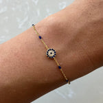 Demeter Blue Enamel Chain Bracelet Gold