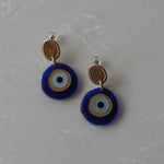 Blue Evil Eye Drop Earrings