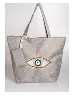Black & Gold Evil Eye Beach Bag