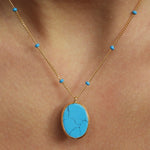 Turquoise Quartz 22K Gold Necklace