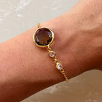 Olive Quartz 22k Gold Chain Bracelet