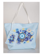 Floral Evil Eye Beach Bag