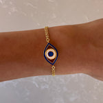Valentina Blue Gold Evil Eye Chain Bracelet
