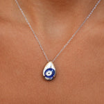 Evelyn Dark Blue Silver Evil Eye Necklace