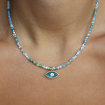 Aegean Blue Evil Eye Beaded Necklace