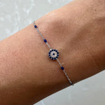 Demeter Blue Enamel Chain Bracelet Silver
