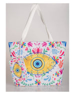 Colourful Evil Eye Beach Bag