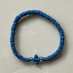 Komboskini Greek Orthodox Prayer Rope Bracelet - Steel Blue With Blue Beads