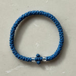 Komboskini Greek Orthodox Prayer Rope Bracelet - Steel Blue With Clear Beads
