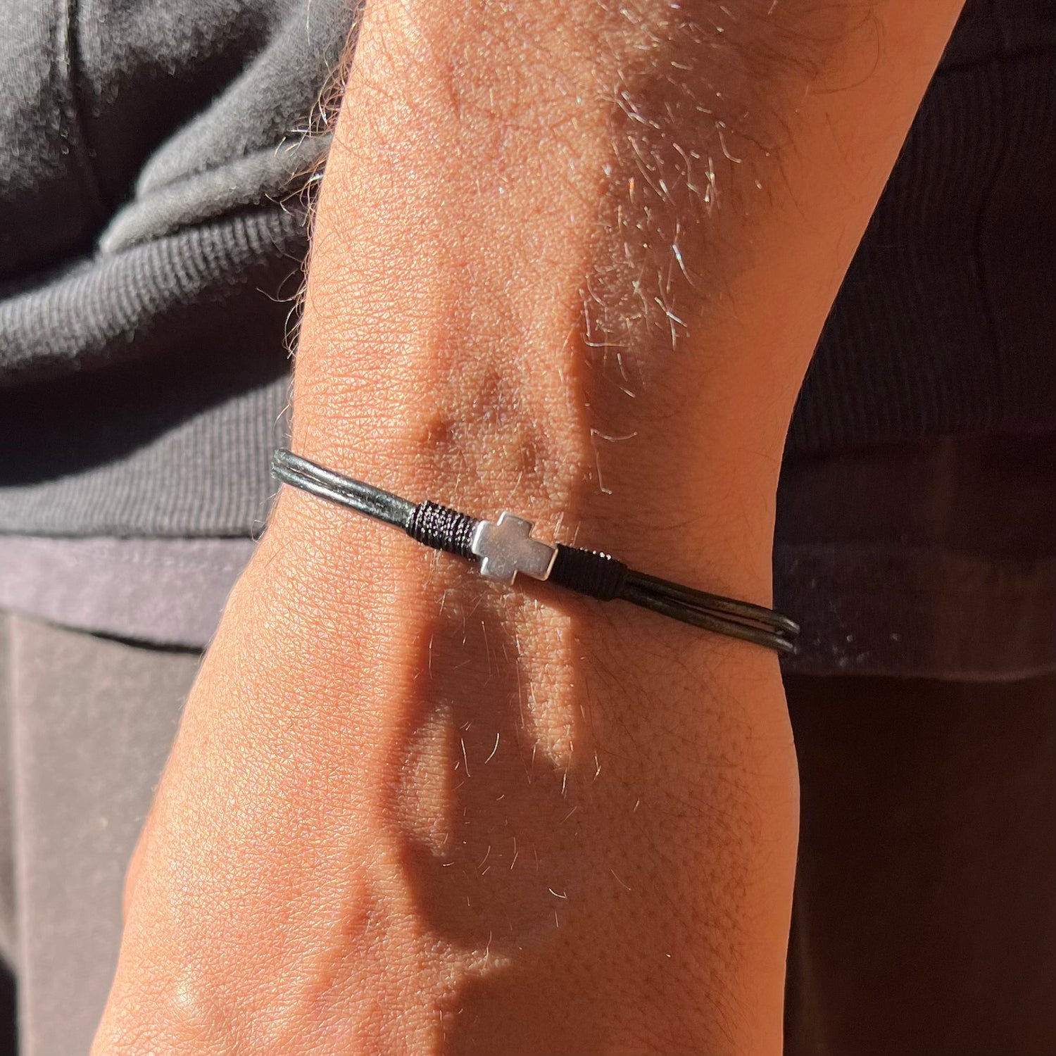 Jim Black Cross Leather Bracelet