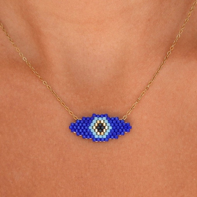 Kalliopi Dark Blue Evil Eye Necklace