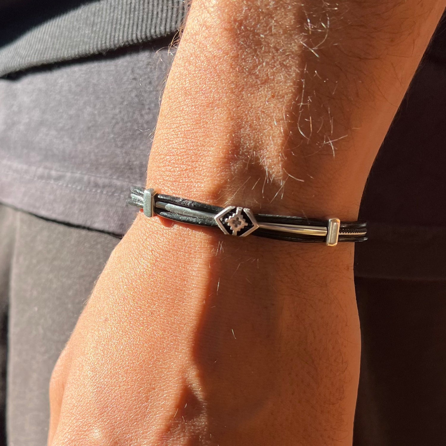 Frank Black Leather Bracelet