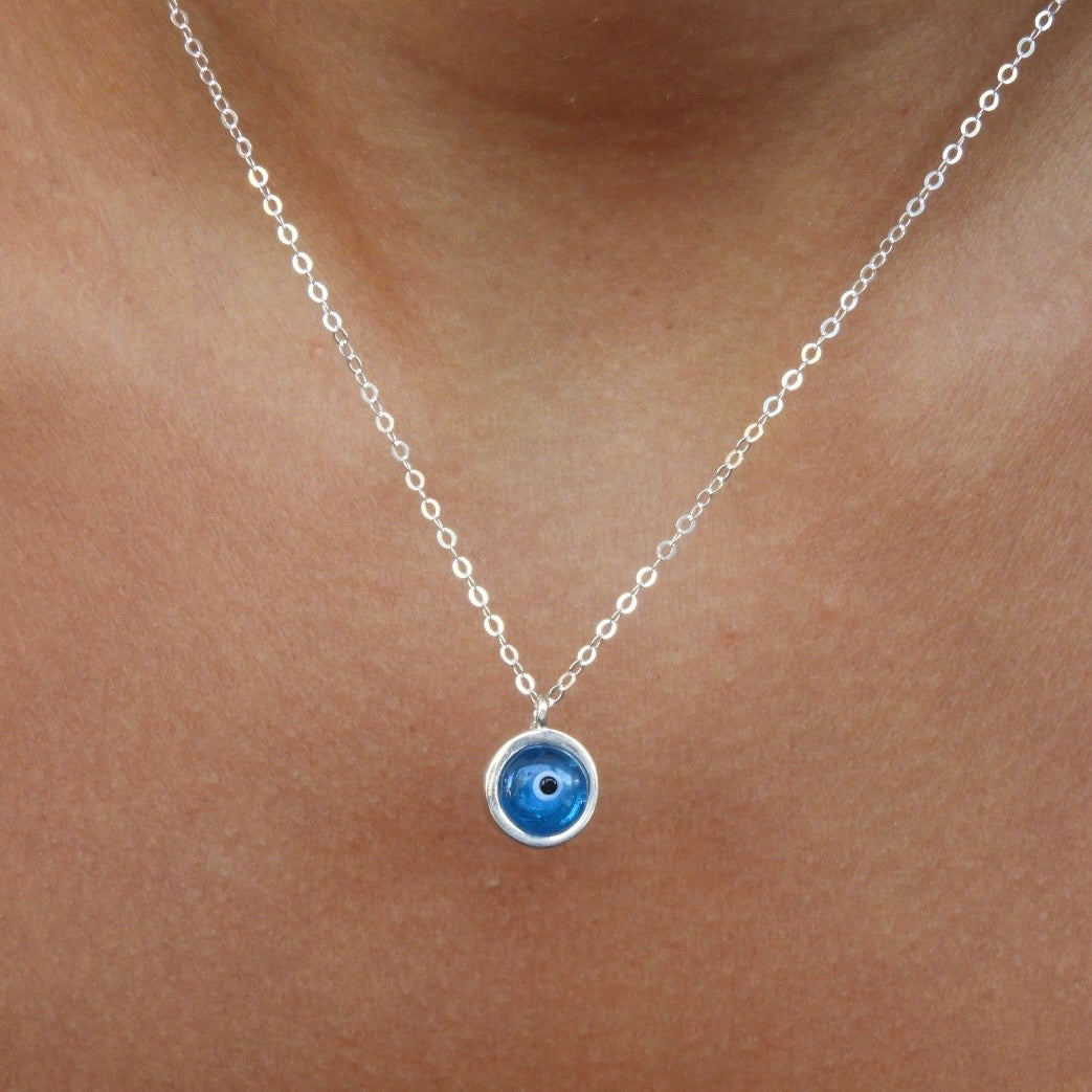 Classic Blue Eye Silver Necklace