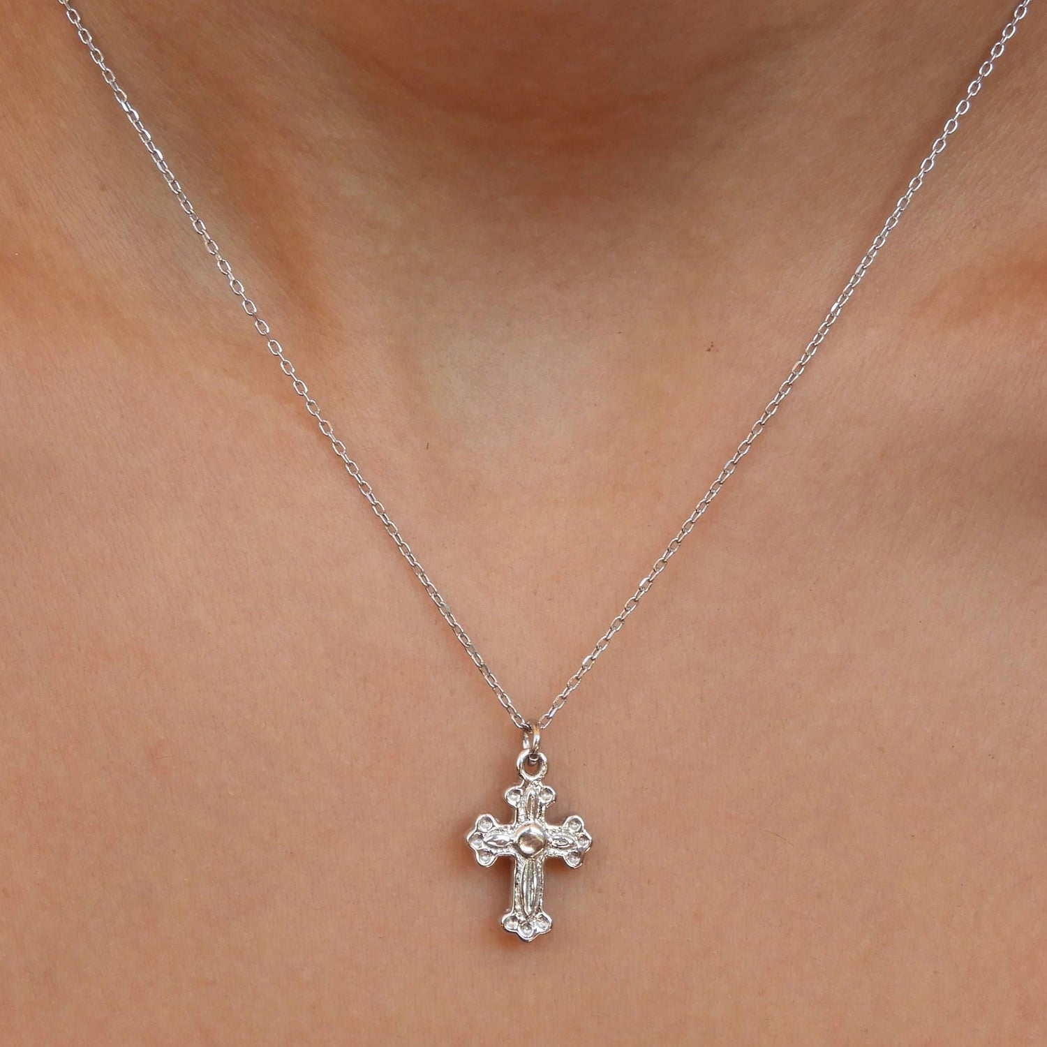 Doris Silver Cross Necklace