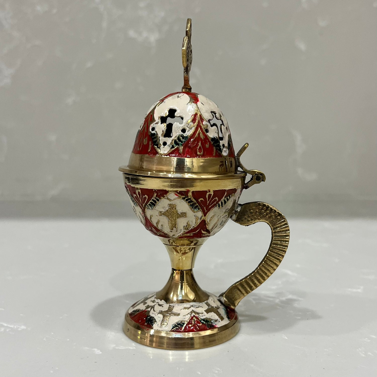 Red & Gold Enamel Thimiato